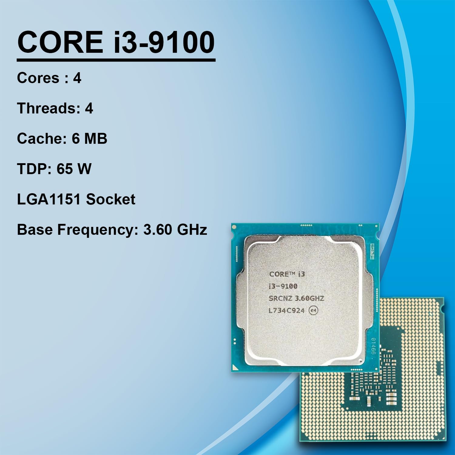 Amazon.in: Buy Core i3 9100 9th Gen, 3.6-4.2 GHz, LGA1151v2 (H310